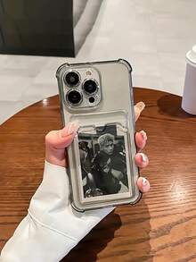 適用於 iPhone 17/17 Pro/17 Pro Max/16/15/14/13/12/11 系列手機殼，1件 Ins 風格四角防摔一體式卡夾全包覆防摔保護殼，17 Pro Max 手機殼，時尚手機殼 - 黑色 - 查看 4