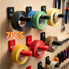 7pcs Sturdy Wall-Mounted Tape Cutter Storage Rack, Corrosion-Resistant Storage Shelf, Reliable Hanging Multi-Function Hook, Suitable For Various Scenarios Including Washi Tape, Workspace, Craft Room, Garage Tool Organization, Kitchen - Tape Dispenser - View 2