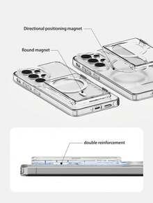 1pc Magsafe Magnetic Transparent Wallet Card Holder Stand, Compatible With IPhone 17 Air 13 12 11 14 15 16 Pro Max Plus S26 Ultra 24 - Phone Case Card Slot Protective Cover - Clear - View 11