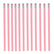 12pcs Macaron Pink Triangular Wooden Pencils With Soft Pink Eraser Head, Break-Resistant Graphite Lead, Smooth Writing, Non-Slip Barrel For Comfortable Grip, Ideal For Elementary Students Handwriting Practice, Daily Drawing, Minimalist Elegant Design, Bulk Stationery Set, Essential For Back To School And Office Writing - Rectangle - View 6