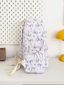 3-Piece Back To School Backpack Set - Bow Pattern Large Capacity Backpack + Lunch Bag + Pencil Case Multi-Pack, With Laptop Compartment, Durable Nylon Backpack, With Adjustable Shoulder Straps And Spacious Multi-Pockets - Lightweight Portable Zipper Bag, Suitable For Students/Teenagers/Graduates, Perfect For Outdoor/Travel/Middle School/High School/College, Essential College Backpack - 2319 - View 10