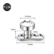 1 Set F136 Titanium Alloy 5A Flat Bottom Czech Cubic Zirconia Skin Piercing Stud Clavicle Implant Piercing Jewelry 3-5mm - Nail Embedment (1 Set) - View 3
