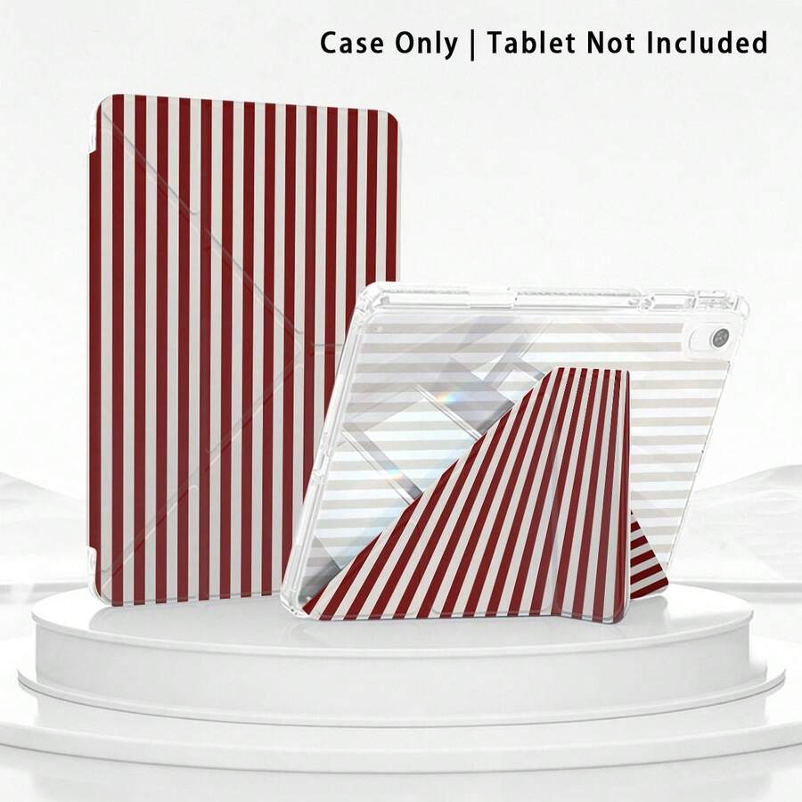 Striped UV Printed Flat Pattern, Full Coverage Anti-Drop & Shockproof, Y-Fold Tablet Protective Case With Pen Slot Acrylic Backplate, Compatible With Huawei/Honor/ And Xiaoxin And Other Models - Multicolor - View 1