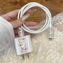 4pcs/Set Casing Pelindung Charger & Kabel TPU Baru dengan Motif Anjing & Pita Biru, Pelindung Kabel Pengisian Daya 18/20W Tahan Lama, Pengatur Kabel Anti-Patah, Cocok untuk Aksesoris Charger 16/15/13/14, Hadiah Lucu untuk Teman - Beraneka warna - View 12