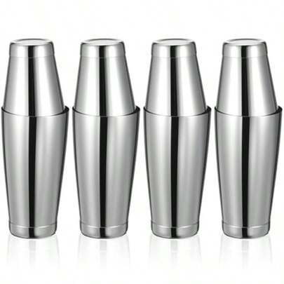 Limited-Time Special Offer 8Pcs Boston Cocktail Shaker, Professional Silver Stainless Steel Tins Bartender Kit With 8oz And 24oz Mixed Drink Shakers Tool