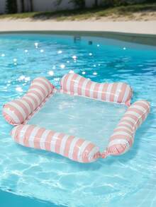 Classic Striped Inflatable Water Hammock Floating Lounge Chair, 4-Sided Air Pillow Mesh Pool Float, Foldable Portable Swimming Raft, Suitable For Beach, Pool, Summer Vacation - Multicolor - View 14