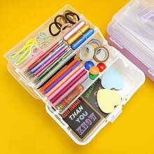 1pc Tackle Box Organizers And Storage,9.8inch Craft Organizers And Storage,Three-Layer Sewing Box Adjustable Spacers Portable Handled With 2 Trays,Medicine Storage Box With Handle For Nail,Makeup,Diamond Painting,Building Blocks And Sewing Box - One Size Fits All - View 4