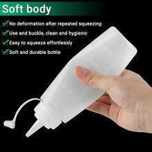Set di 6 flaconi dosatori in plastica da 240 ml, a prova di perdite, ideali per salse piccanti e oli. - Bianco - Visualizzare 3