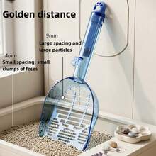 1pc Royal Blue Transparent White Integrated Cat Litter Scoop With Built-In Cleaning Brush, High Transparency Thickened Large Hole Cat Poop Scoop, Universal For Tofu Litter, Bentonite And Mineral Litter, Household Cat Litter Box No Dead Angle Cleaning Pet Supplies, Convenient Storage Cat Poop Cleaning Tool For Slouchy Cat Owners, Durable Transparent Long Handle Anti-Slip Pet Cleaning Scoop - Multicolor - View 9