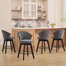 031 Modern 2-Piece Set Of Bar Stools, Upholstered Swivel Stools With Backrest & Footrest, Elegant Counter Stool Upholstered Chair, Shell Chair For Kitchen Island, Bar And Dining Room - Beige - Grey - View 2