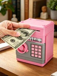 Pink Piggy Bank, Coin Storage Box, ATM Shaped Money Box, Unique Design, Mini Savings Box Gift, Fashionable Cash , Large Capacity Money Jar, Gift, Budget Wallet, Cash Drawer, Money Box, Coin Box, Financial Assistant, Cash Counter, Home Decor, Holiday, Summer Vacation, Party, Birthday Gift (Password Cannot Be Pressed To Input) - Multicolor - View 4