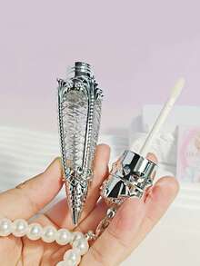 1pc Empty Lip Gloss Tube With Brush, Gold & Silver Carrot Shaped Refillable Lip Oil Container, Luxury DIY Travel Dispenser Bottle Accessory For Women - Multicolor - View 5