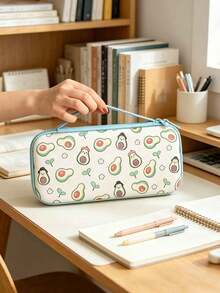 Bolsa de almacenamiento Fresh dibujos animados Avocado para Switch OLED con correa de transporte, funda protectora de carcasa dura de gran capacidad, resistente al agua y a la presión, bolsa de almacenamiento portátil anti-caídas para consola de juegos - Ver 1