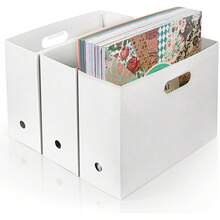 1/3pcs Large Capacity Foldable Scrapbook Paper Storage Box, Desktop Book Storage Rack Organizer, Scrapbook Paper Storage Box, Plastic File Storage Box, Foldable Scrapbook Paper Storage Box With Handle, Large Capacity Desktop File Storage Box, Suitable For Home Office Or Craft Room Vertical Book Magazine Document Storage Device 12x12 Scrapbook Paper Storage, Plastic File Organizer - Multicolor - View 8