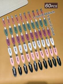 60pcs Women's Multi-Color Oval Hair Clips, Minimalist Versatile Style, Small Hair Clips, Alligator Hair Clip Design, Women's Hair Accessories, Hair Clips, Vacation Accessories, Suitable For Daily Casual And Going Out Wear, Hair Accessories. - Multicolor - View 4