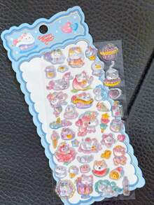Cherry Blossom 3D Embossed Unicorn Stickers, Cute Crystal Gem Stickers, DIY Phone Decoration Stickers For Kids Girls - Multicolor - View 10