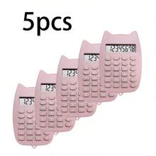 1pc/5pcs Lightweight Pocket Cat-Shaped Calculator, Mini Body Fits In Pencil Case Or Bag For Easy Carrying, Basic Calculation + Memory Function For Daily Accounting, Bottom Hanging Hole Compatible With Lanyard To Prevent Loss, Portable Simple Calculator For Commuting, Library Study, And Business Trips - A - View 11