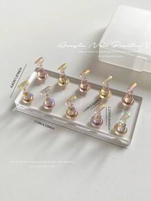 3D Resin Acrylic Rectangular Right-Angle Ripple Base Nail Art Display Stand With Aurora White, Purple, Pink, Champagne, Alloy Gold And White K Finger Holder Practice Tray Set, Korean-Japanese Style Floral Laser DIY For Home, Outdoor, Women, Mom, Sister, Wife, Girlfriend, Wedding, Nail Salon, Beauty Parlor, Valentine's Day - Multicolor - View 19