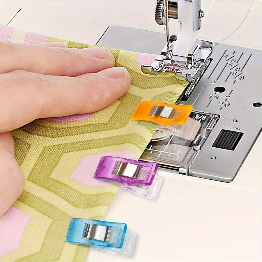 Durable Multicolor Sewing Clips With Storage Box Strong Rustproof Spring Grip Smooth No- Fabric Fastening Clips Reusable Transparent Quilting Holding Clips For Tailoring Dressmaking Embroidery DIY Patchwork Beginner Sewing Craft Supplies