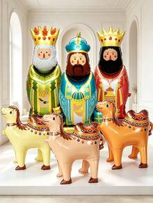 6pcs Set Oversized 3D Camel Balloons, Suitable For Epiphany, Three Kings Day, Christmas, Nativity Party, Family Gathering, Supermarket Store, Classroom Decoration And Photo Props Halloween - King + Camel - View 1