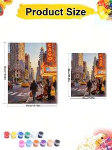 Chicago Street DIY Oil Painting By Numbers City Night Taxi Saxophone Musician Urban Landscape Canvas Crafts Adult Home Decoration 8x12/16x20inch Holiday Gifts Frameless - Frameless - View 5