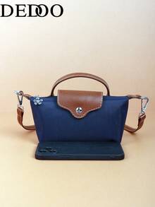 Dedoo Spring/Summer Fashion Classic Nylon Colorblock Mini Handbag, Minimalist Versatile Shell Crossbody Long Shoulder Bag - Blue - View 5