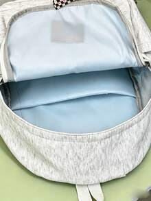 1pc Nylon Solid Color Large Capacity Backpack With Coin Purse, Fashion Casual Student School Commute Travel Bag For Men And Women School Supplies - White - View 3