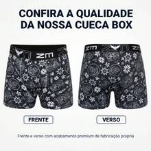 Kit com 8 Cuecas Boxer Estampada em Poliéster Premium Cueca Box Adulto Masculina Conforto e Qualidade - Multicolorido - Visão 6