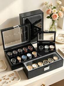 12/10/6/3/2 Slot Luxury Large Capacity Watch Storage Box, Watch Display Box, Can Store Watches, Perfect Gift Display Box. - Black - View 5