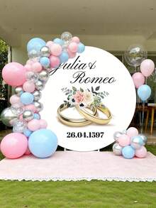 Fondo redondo personalizable (soporte no incluido), patrón/logo/texto imprimible, duradero, adecuado para bodas, fiestas de cumpleaños, bautizos, accesorios de cabina fotográfica y decoración de fiestas, diseño redondo moderno, textura suave, fondo redondo - Multicolor - Ver 2
