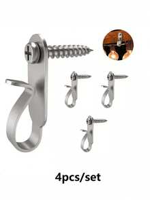 10pcs Stainless Steel Wall Hooks, Modern Style Easy Install Screw-In Hooks, Suitable For Hanging Christmas Lights, String Lights, LED Light Clips - Silver - View 9