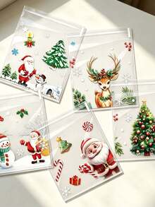 100pcs New 5-In-1 Christmas Transparent Self-Adhesive OPP Packaging Bags, Suitable For Holiday Party Gift Wrapping And Gifting - Christmas Gift Bag - View 1