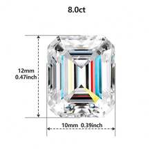 1pc 100% Pure Moissanite, White Color, D Color, Emerald Cut, VVS1 Clarity, Comes With GRA Certificate, For DIY - White - View 15