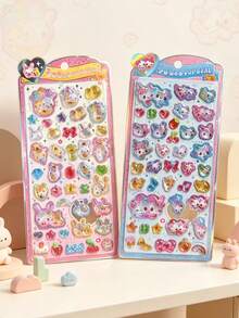 20pcs Original Q-Lia 3D Puffy Epoxy Stickers Kawaii Cartoon Raised Bubble Sticker DIY Journal Phone Case Kids Toy Decoration - Multicolor - View 1