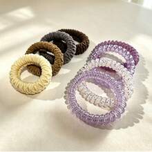 High Elastic Spiral Hair Ties, Thick Telephone Cord Hair Bands, Hair Accessories For Ponytail, Convenient For Office, Travel, Bathroom, Suitable For Women, Girls - Multicolor - View 19