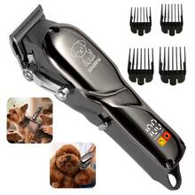 Pet Grooming Clipper, 6500 RPM Heavy Duty Low Noise Pet Hair Trimmer, Equipped With LCD Power Display, Rechargeable Cordless Dog Shaver, Suitable For 1 Layer Thick Fur Trimming, Adjustable Blade With 4 Guide Combs, Professional Pet Grooming Set, Suitable For Small, Large Dogs And Cats - View 4