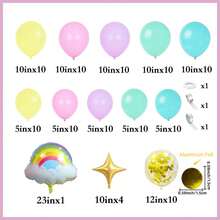 118pcs Mexican Axolotl Theme Balloon Arch Set, Including Rainbow Cloud And Star Foil Balloons, As Well As Pink, Purple, Blue And Yellow Latex Balloons. Suitable For Birthday Party, Baby Shower, 1st Birthday Celebration, And Rainbow/Mexican Axolotl Themed Party. - 彩色 - 查看 3