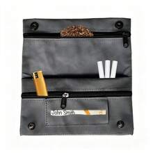 1pc Premium Gray PU Leather Organizer Pouch, Multi-Compartment Portable Smoking Accessories Storage Bag, Gray Multifunctional Organizer, Compact Tobacco Pouch, Smoking Tool Kit - 1PC - View 6