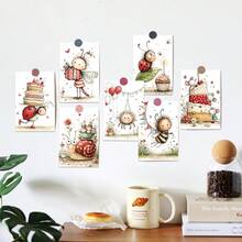 20 Sheets Whimsical Watercolor Cute Bug Birthday Postcards Pack, Neutral Bee Snail Spider Garden Critter Cards For Birthday Invitations, Shower Handwritten Gift Notes & Wall Decor - View 5