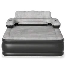 Colchón de aire autoinflable doble con cabecero incorporado, 195 * 146 * 82,5 cm, bomba eléctrica desmontable, cama inflable flocada, capacidad de carga de 250 kg para el hogar y el camping. - Gris oscuro, modelo para dos personas - Ver 11
