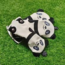 Chinese Style Cartoon Cute Giant Panda Golf Club Headcover, 3D Panda Ears, Exquisite Embroidered Pattern, Lychee Texture PU, Shock-Absorbing Headcover For Field Use - White - View 6