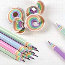 12pcs Wooden Rainbow Exterior Black Core Pencils, Suitable For Adults And Students, Multi-Color Pencils For Writing, Drawing, Sketching, Back To School Office Supplies, Holiday Gifts (Random Packaging) - Default - View 10
