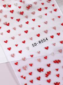 2pcs 5D Embossed Red Pink Heart Glitter Nail Art Stickers Relief Jelly Heart Print Nail Decals Decoration Self Adhesive Salon Manicure Accessories Japanese Cute Nail Art Design Supplies DIY - Multicolor - View 4