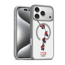 Miniso Marvel 蜘蛛人卡通磁吸 MagSafe 保護殼，適用於 iPhone 17/17 Pro Max/16/17 Pro/15/14/16 Plus/17 Air/13/15 Pro/12/15 Plus，適合學生使用的防摔硬殼，相容 Apple 裝置 - 灰色 - 查看 4