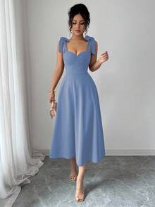 Women Midi Dresses - 灰藍色 - 查看 1