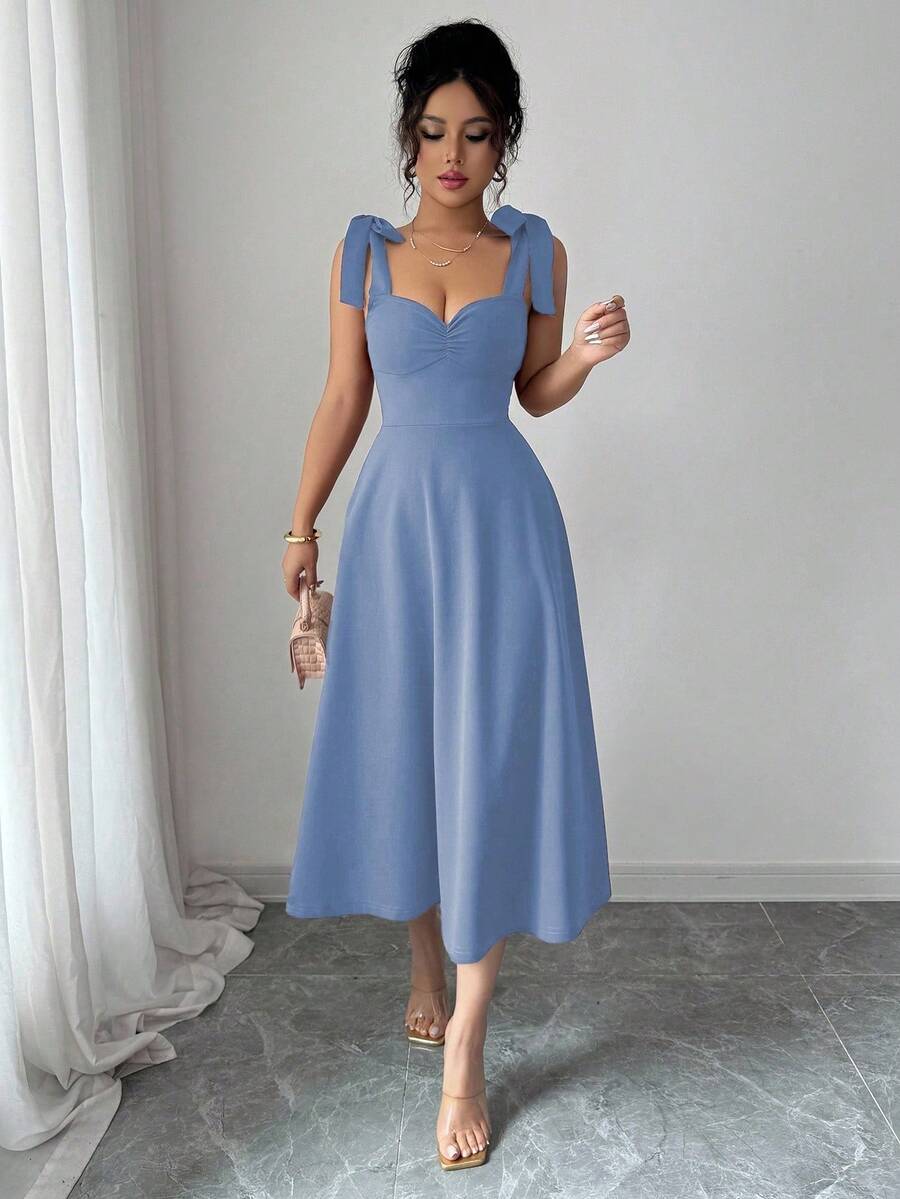 Women Midi Dresses - 灰藍色 - 查看 1