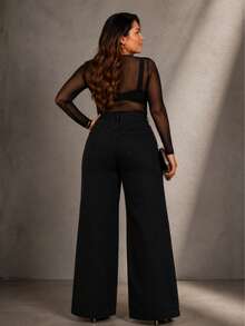 Women's Wide Leg Plus Size Jeans - High Quality - Black - View 7