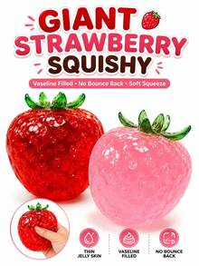 1pc Handmade Large Strawberry Squishy Toy, Thin Skin Zero Rebound Stress Ball, Coconut Oil Texture ASMR Fidget Toy Gift - Clear - View 3