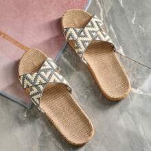 Men's Linen Slippers For Summer, Lightweight Non-Slip Indoor Bedroom Slippers - Grey - View 5