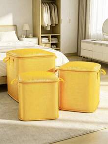 1 Buah Tas Penyimpanan Lipat Kapasitas Besar, Organizer Rumah Serbaguna untuk Pakaian, Selimut, Sweater, Perlengkapan Tidur, dan Bantal. Sangat Membantu untuk Pindahan, Asrama, Kembali ke Sekolah, dan Pengepakan Koper, Dapat Digunakan Kembali, Perlengkapan Penyimpanan Ringan untuk Dekorasi Rumah & Kamar - Jeruk - View 3